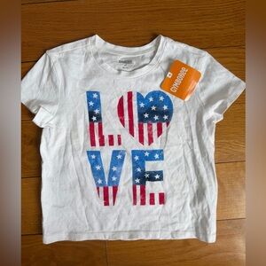 NEW Gymboree White Tee with Red & Blue Patriotic 'LOVE' Graphic